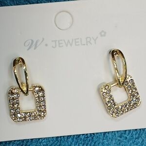 Square goldtone crystal post earrings